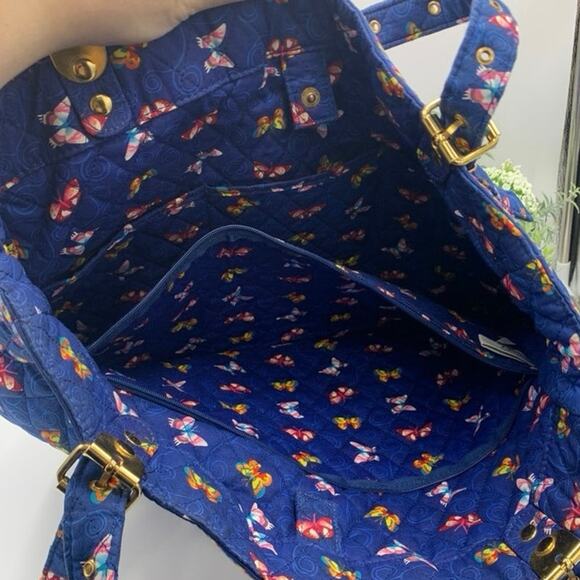 Americana by Sharif Blue Red 
Butterfly Floral Large Quilted 2 Handle
Tote Bag - Picture 3 of 14